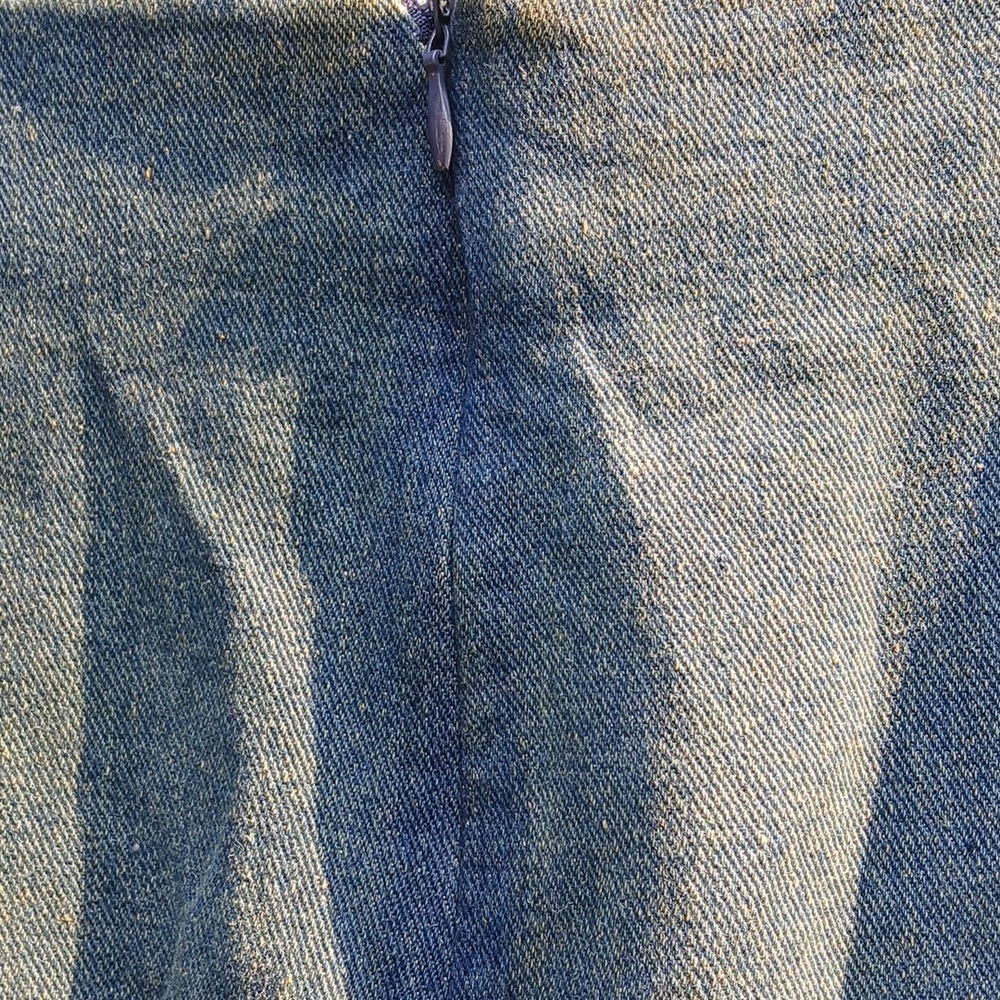 Distressed Long Denim Fringe Skirt Size M - Picture 5 of 12